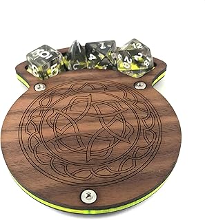 C4Labs-Walnut Dice Coaster for Tabletop Gaming-Celtic-Color Options (Edgelight Blue)