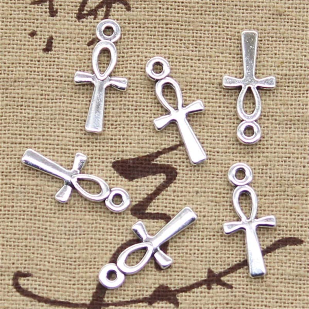 ERGOUP100pcs Charms Egyptian ankh Life Symbol Cross 18x8mm Antique Making Vintage Tibetan Silver Zinc Alloy Pendant C