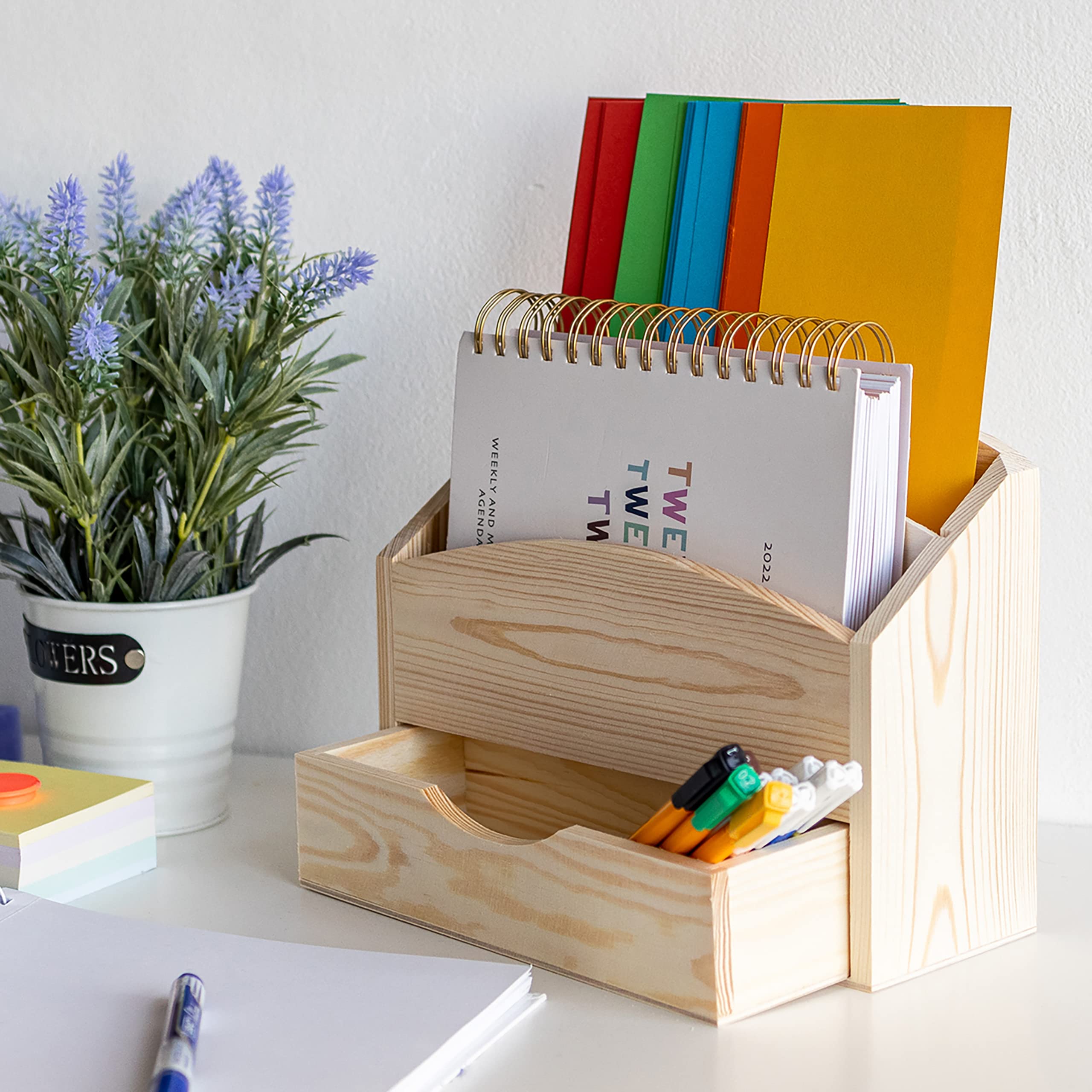 Image secondaire de Creative Deco Boite aux Lettres Porte Courrier | 2 Compartiments + Tiroir | 25 x 10 x 20,5 cm | Boîte de Rangement et Stockage |