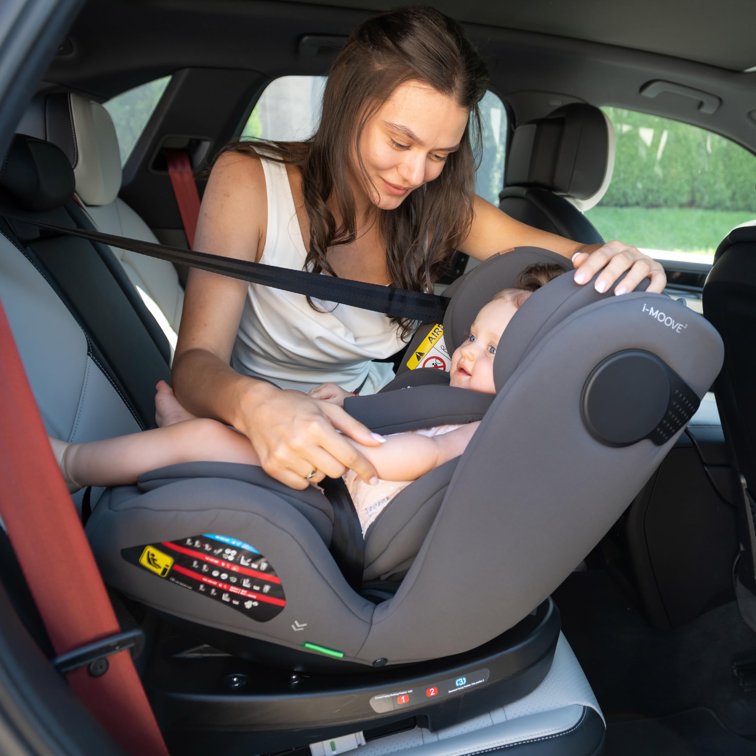 KikkaBoo Kindersitz 9-36 kg mit ISOFIX & 360° Drehung i-MOOVE 2, i-SIZE, 40-150 cm Reboarder, Rückwärts/Vorwärtsgerichtet, Verstellbare Kopfstütze, Liegefunktion, Dunkelgrau