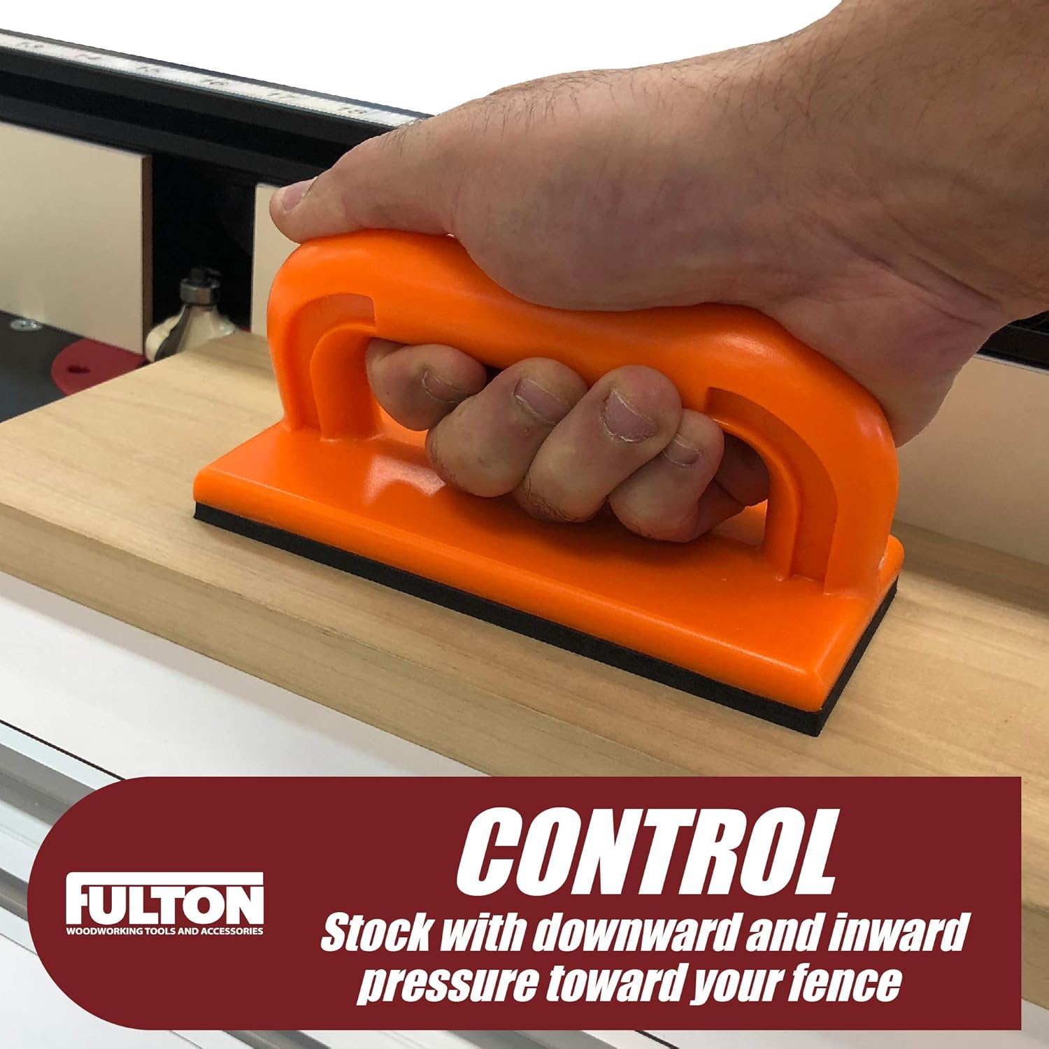 Fulton Safety Table Saw Push Blocks for Woodworking 2PK - Non-Slip Pad, Ergonomic Handle, Keep Your Hands Safe On Router Tables, Jointers, Shapers and Band Saws