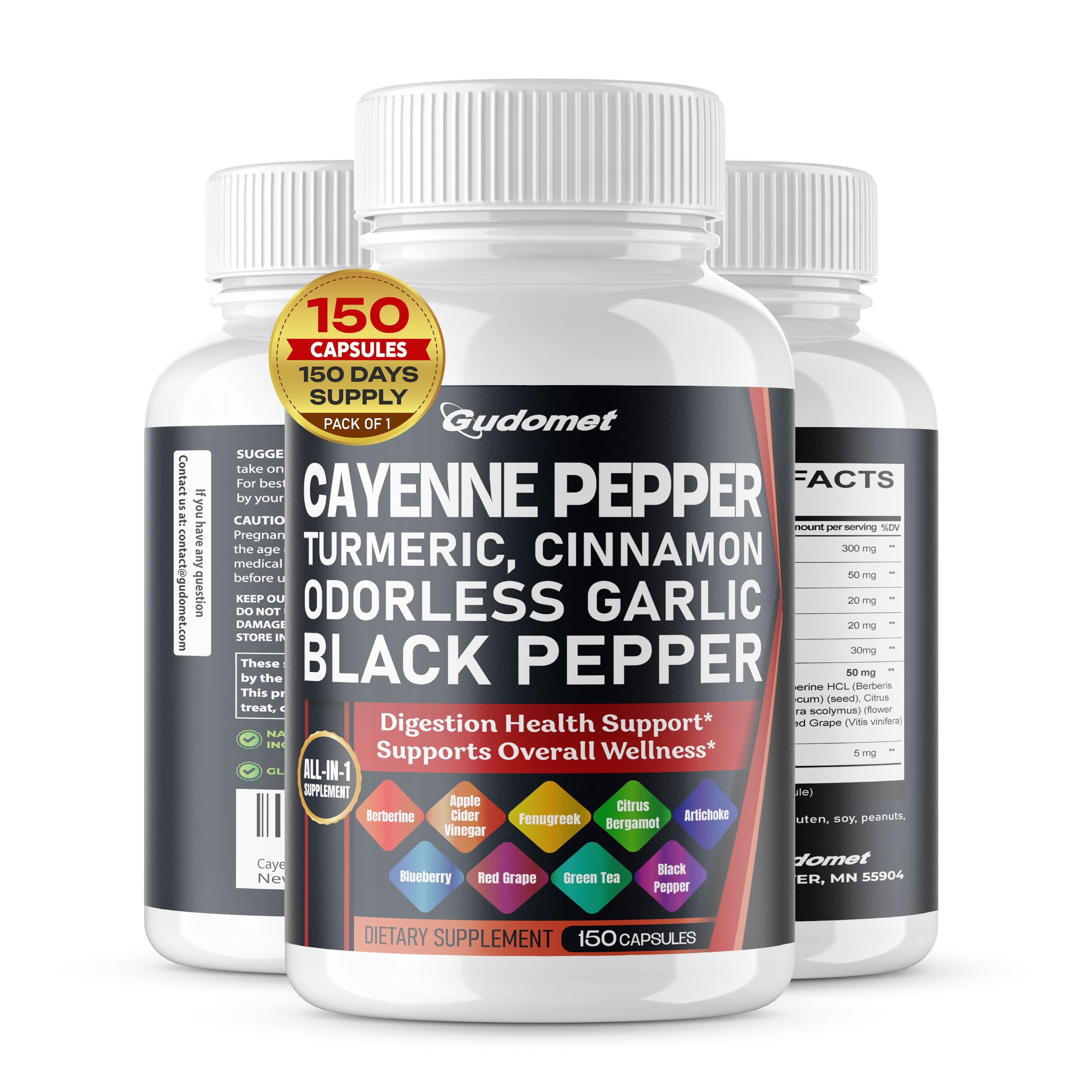 Cayenne Pepper 14-in-1 with Turmeric Root & Cinnamon, 150 Capsules 150 count (pack of 1)