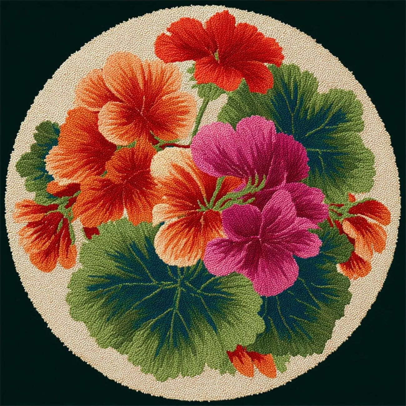 Kitquiver Latch Hook Carpet Kits Colorful Flowers 60x60cm