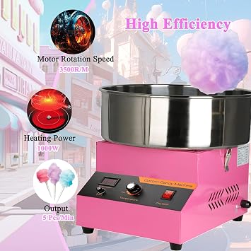 Cotton Candy Machine, Cotton Candy Maker, 1000W Electric Cotton Candy Maker Machine, Quick 3-4 Min Preheat, Commercial Cotton Candy Maker for Home, Events, Parties, and Small Business
