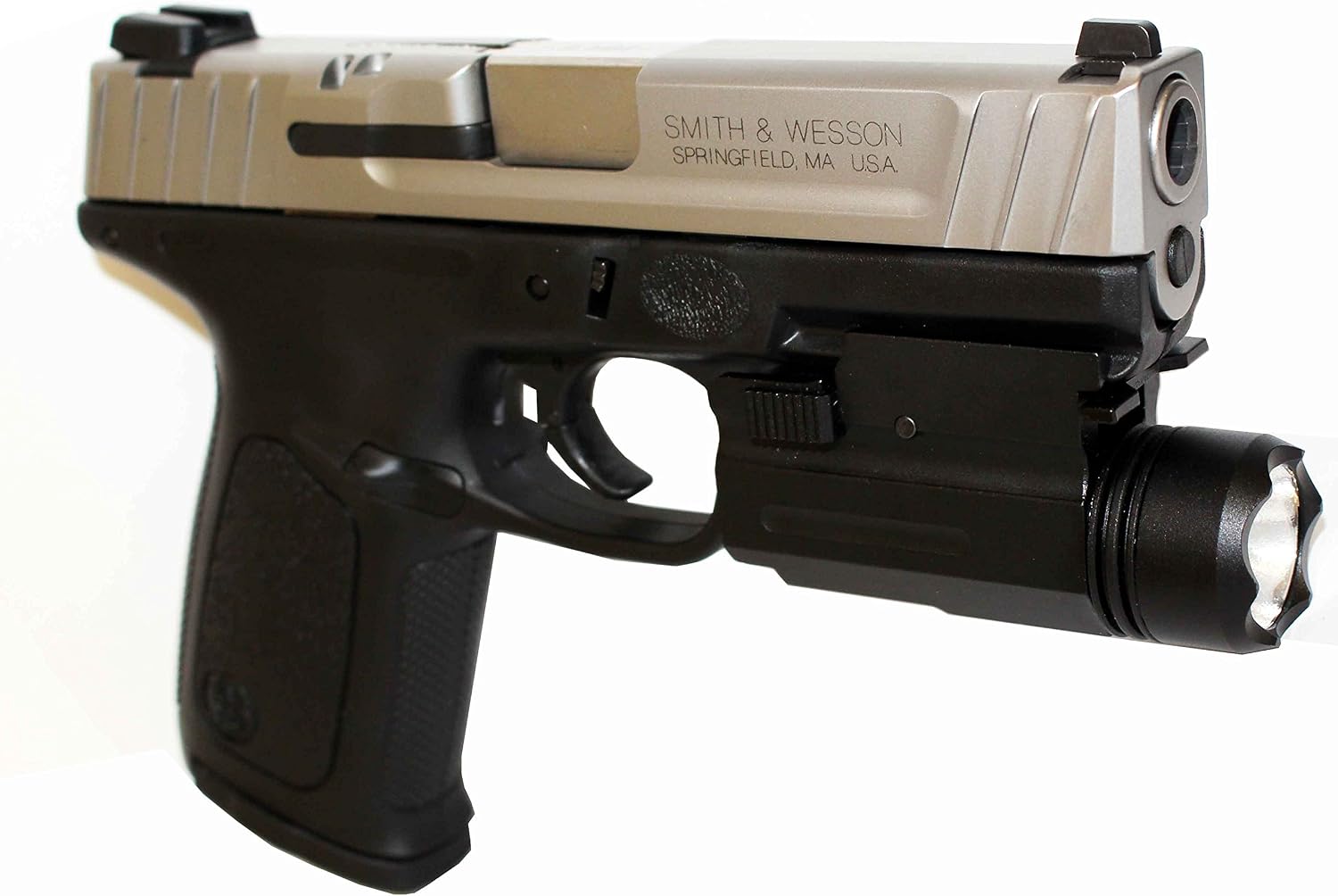 TRINITY 180 Lumen led Flashlight fits Smith and Wesson sd9 Home Defense Tactical Optics Accessory Picatinny Weaver Base Mount Adapter Aluminum Black.