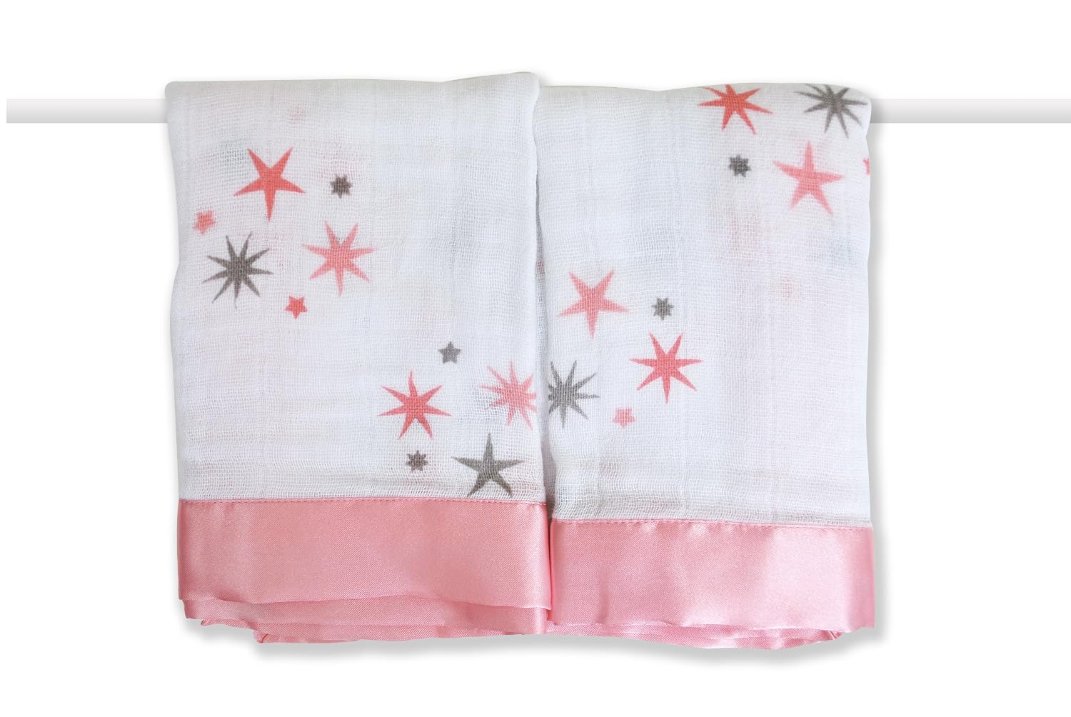 aden + anais 2 Pack Muslin Issie Security Blanket, Rinny - Pink Stars
