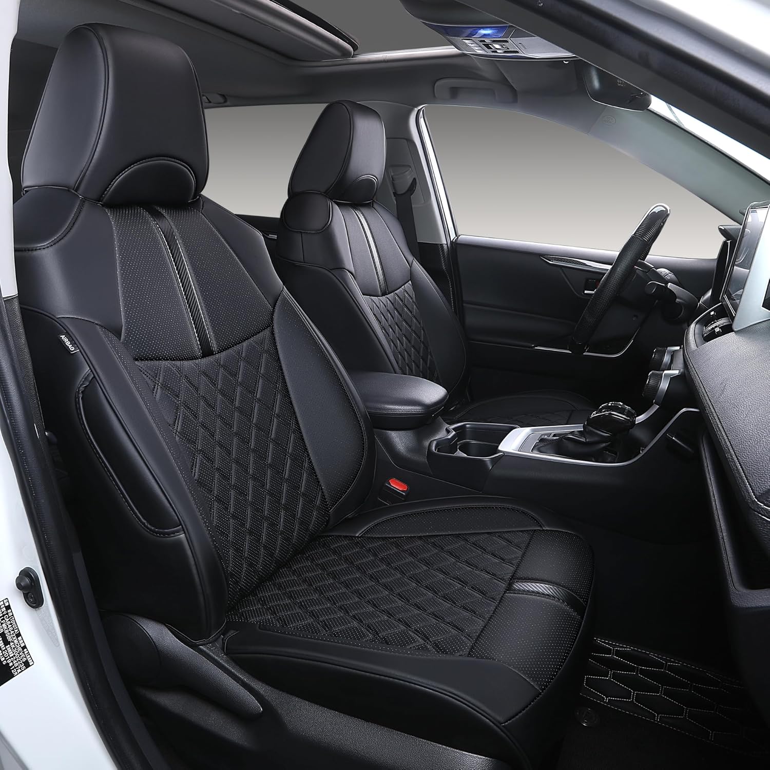 Custom Fit Rav4 Seat Covers for 2019-2025 Toyota RAV4 LE XLE Premium Limited, Waterproof Faux Leather Full Coverage Car Seat Protectors Full Set Accessories (Black)