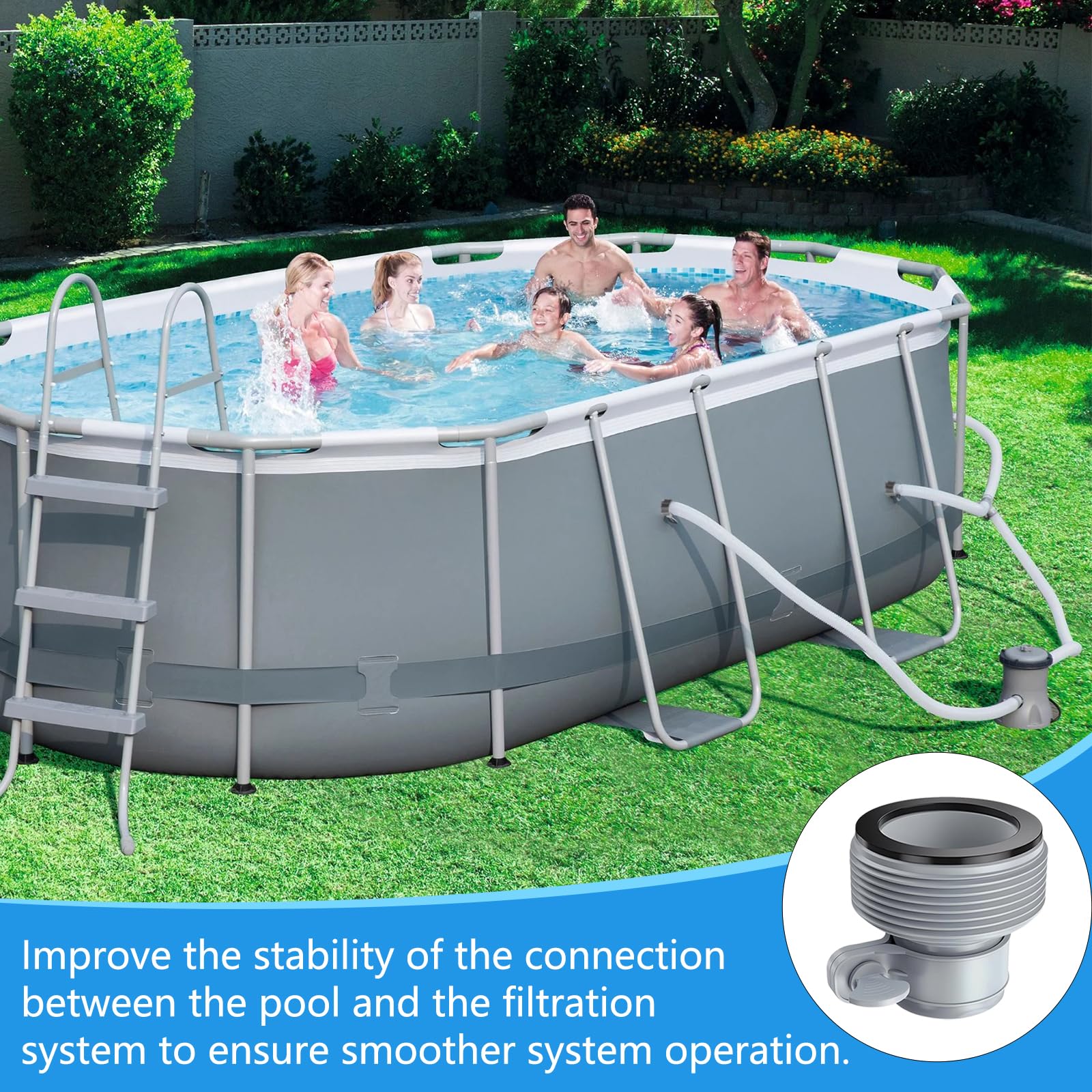 Adattatore Tubo Piscina B, 2 Pezzi Connettore per Tubo da Piscina, 1,5 Pollici Raccordi Tubi Spiralati, Accessori per Piscina Fuori Terra (2 PCS)