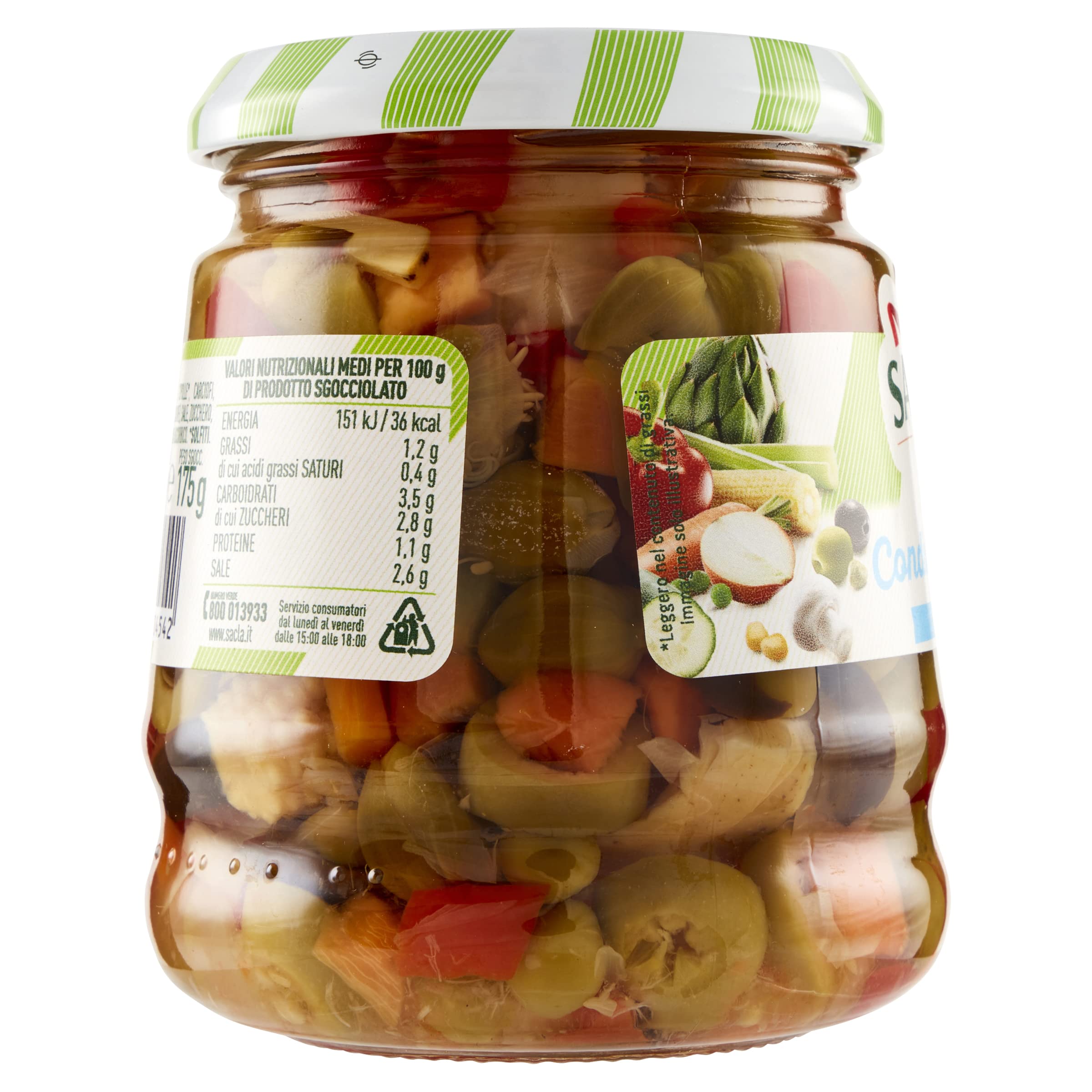 Saclà, Condiverde Riso Leggero, Condimento di Mix di Verdure per Insalata di Riso e altri Cereali, Senza Olio, Vaso Vetro, 290g (175g sgocciolato), Confezione da 12 pezzi