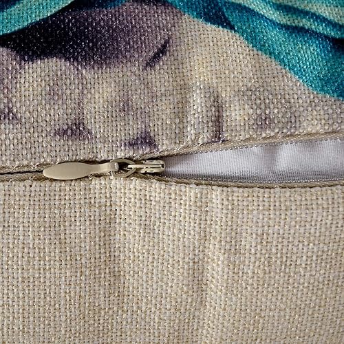 Miniatura 6 de Juego de 4 fundas de almohada turquesa de 20 x 20 pulgadas, color verde azulado, gris aguamarina, funda de almohada rosa para sofá, sofá, floral,