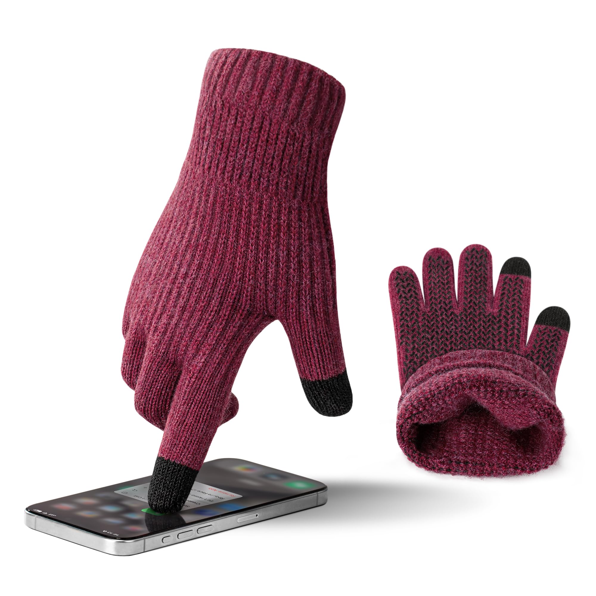 Alpaca wollen handschoenen dubbel gebreid wit grijs winter motief