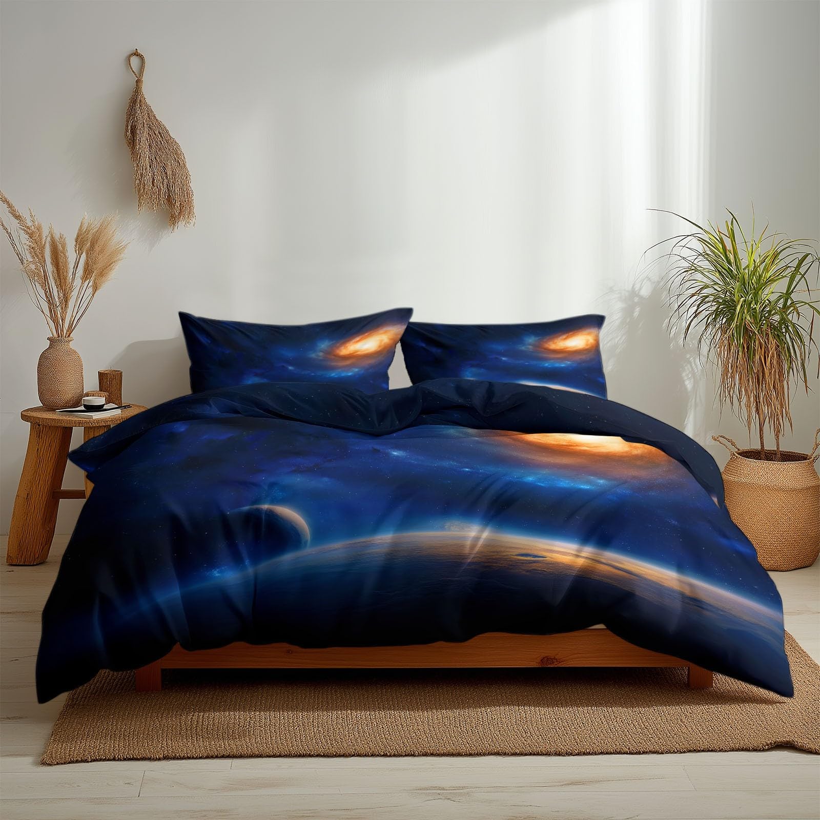 Komplet pościeli 240 x 220 cm, Sci Fi Kosmos – dwustronna pościel z mikrofibry, poszewka na poduszkę z poszewką na poduszkę, nie wymaga prasowania i nie gniecie się, fantastyczna galaktyka poszewka na