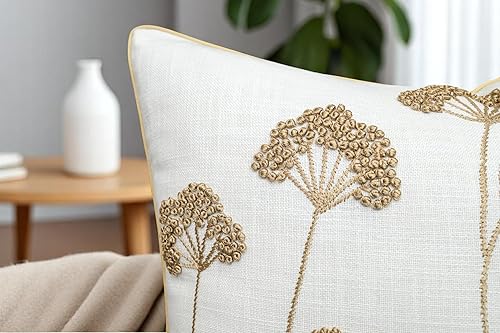 Miniatura 3 de Rudransha Funda de almohada decorativa cuadrada bordada a mano, para dormitorio principal, nuevo hogar, aniversario, granja, sofá, 20 x 20 pulgadas,