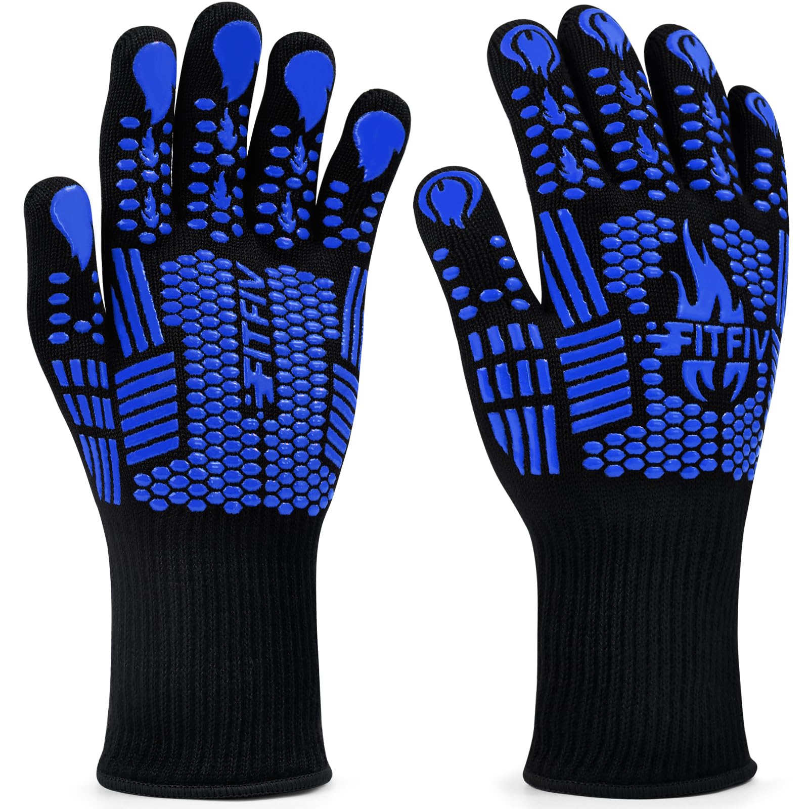 BBQ Gloves, 1472°F Heat Resistant with Silicone Grip Oven Mitts