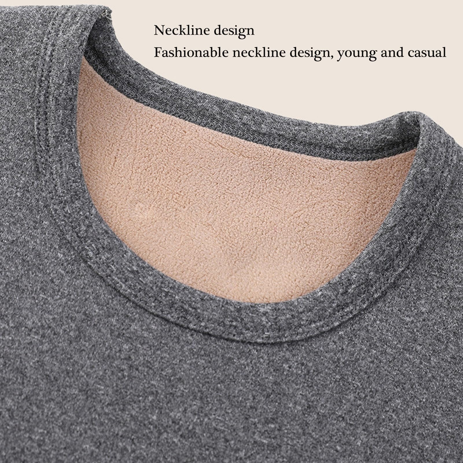 Ogvfunv Mens Thermal Underwear Fleece Lined for Cold Winter Weather Top and Bottom Set,Dark Gray,L