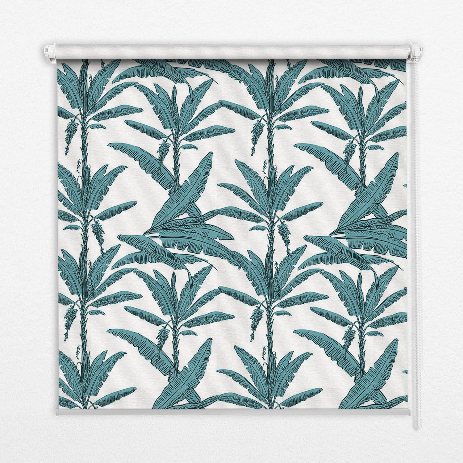 Store enrouleur perméable intérieur 130x180 rideau tamisant feuilles de palmier