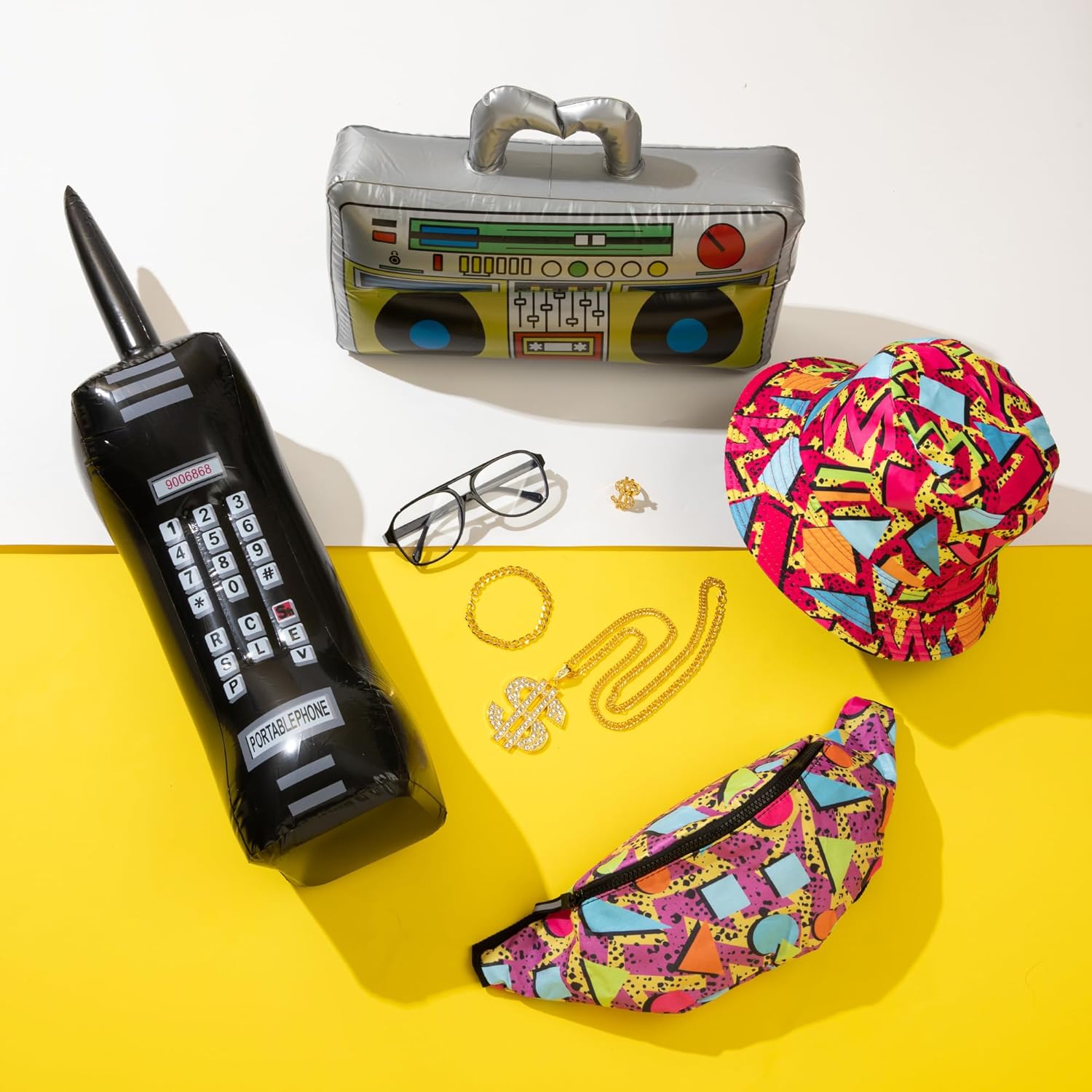 80s 90s Accessories Hip Hop Costumes Outfits Kit for Men Women DJ Rapper Bucket Hat Sunglasses Costume Jewelry - Image 4