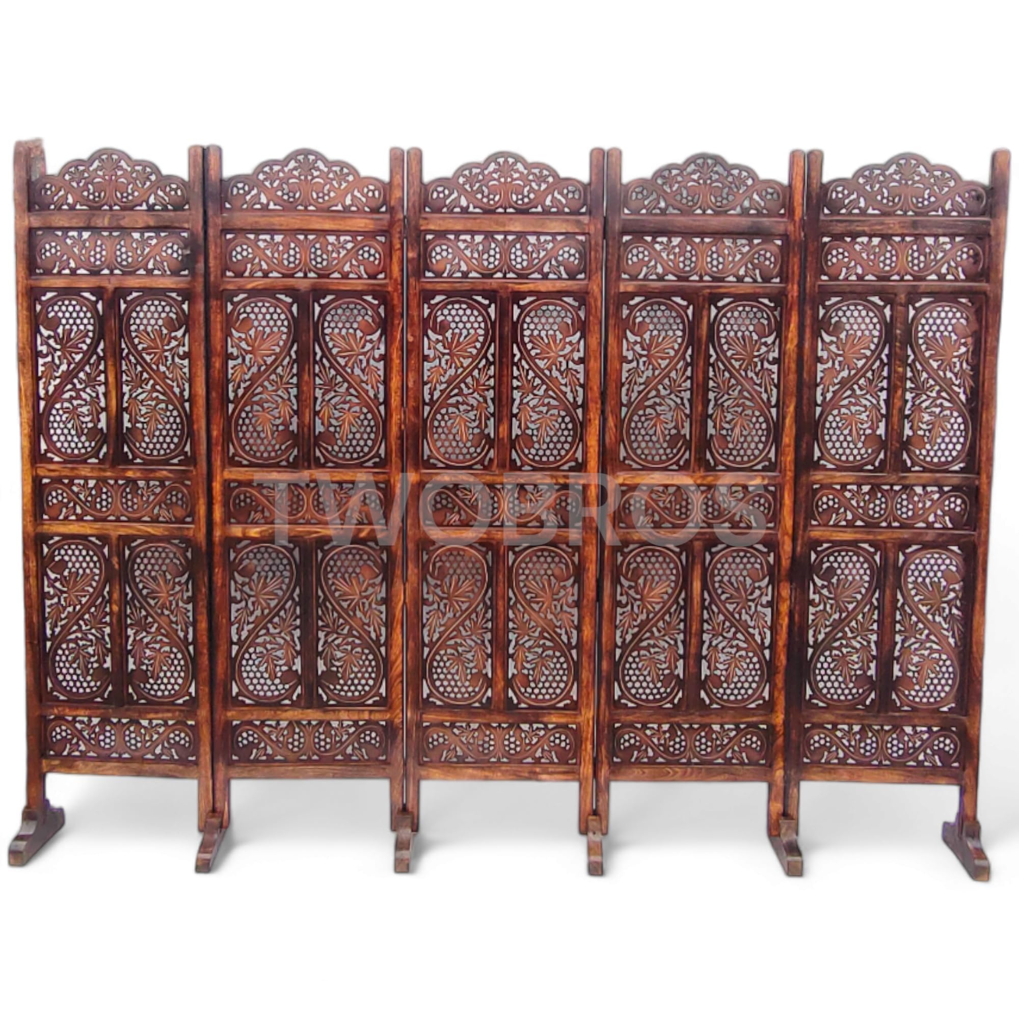 Urbane Crafts Wooden Room Partition/Screen/Room Divider/Room Separator Traditional Handicrafts 6Ft (Dark Brown) (4 Panel) (5 Panel with Stands)