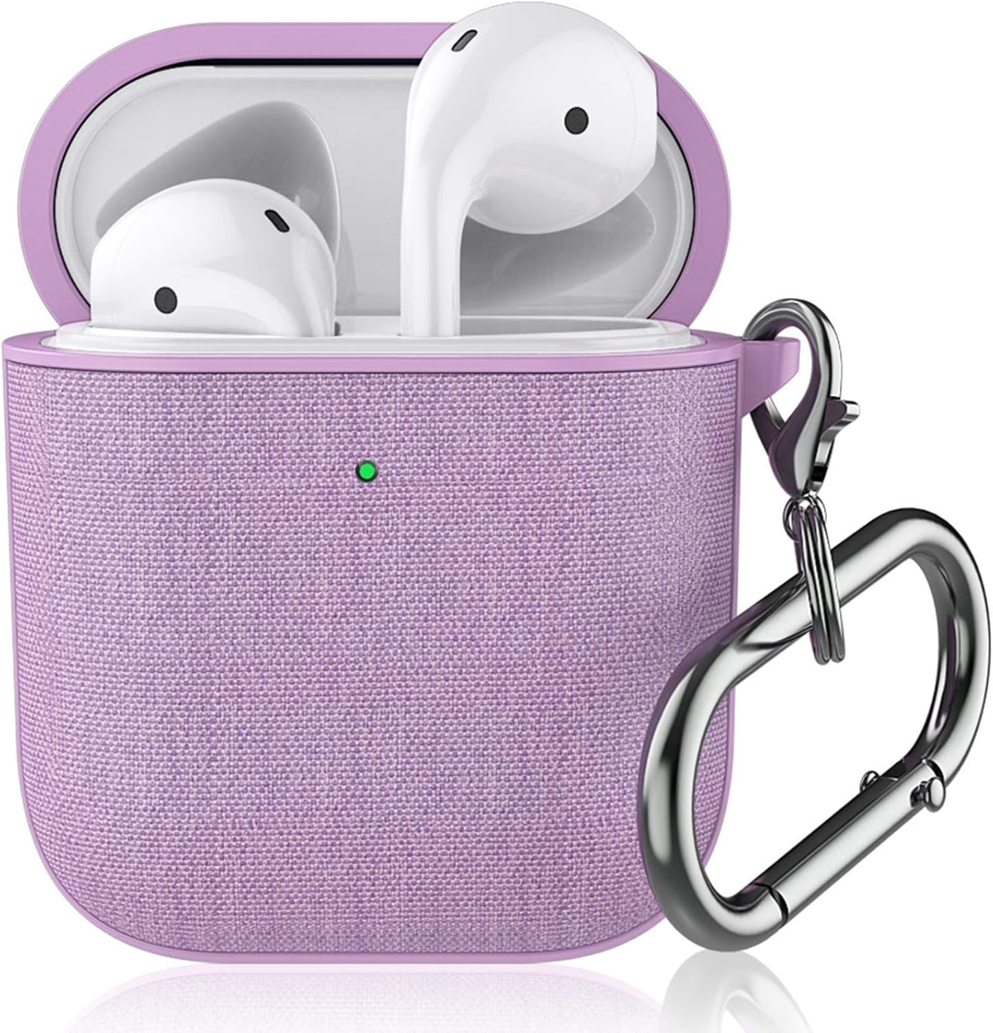 BRG Airpod Case, 360° Protective Fabric Skin for Airpods Case Cover with Keychain, Compatible with Apple Airpods 2 & 1 (Front LED Visible)