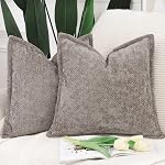 MADIZZ Chenille Couvertures d'oreiller à jet de velours avec ensemble de brides 2 Super Soft Boho Textured Oreiller Couvres décoratifs Jetez des oreillers Ferme moderne Décor maison pour Canapé Chambre Rose 16x16 1 cm