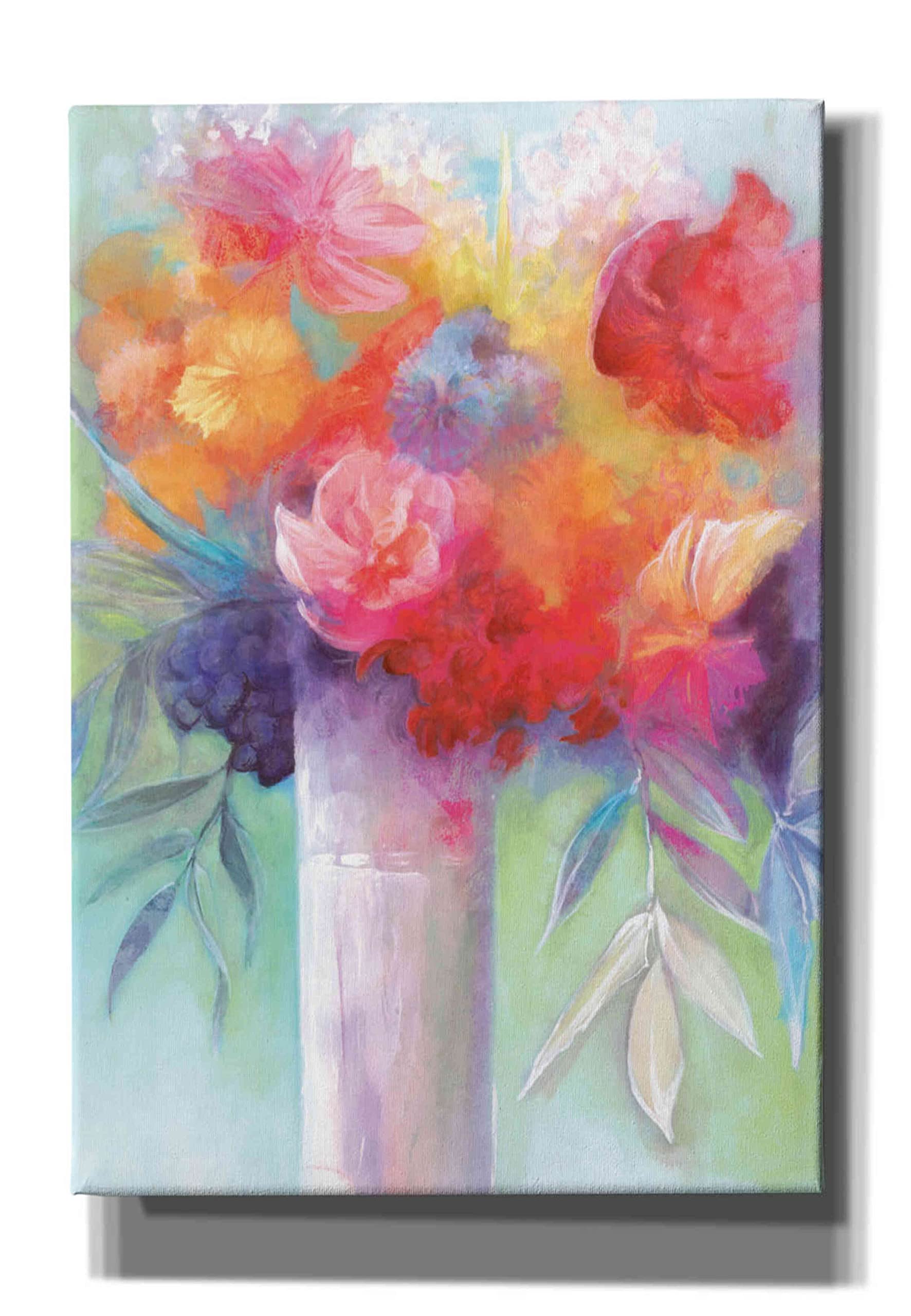 Epic Graffiti'Bright and Cheery Flowers' by Dogwood Portfolio, Giclee Canvas Wall Art, 18