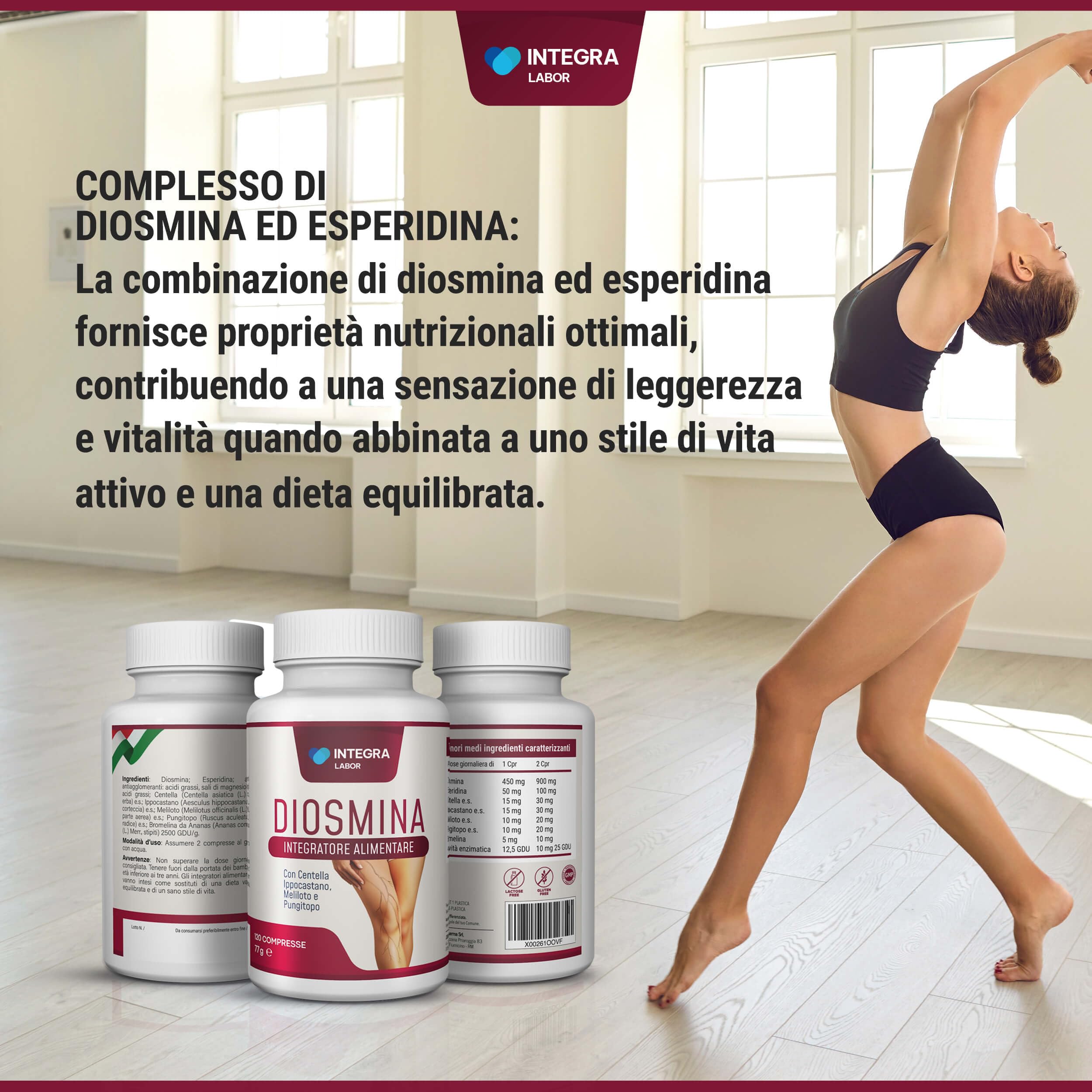 DIOSMINA ESPERIDINA [1000mg Dose Giornaliera] 120 CPR - Integratore Vene Varicose e Gambe Pesanti, Capillari Rotti, Circolazione e Microcircolo - Complex Forte ad Alto Dosaggio