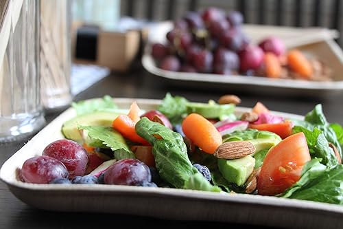 Miniatura 5 de Platos de hoja de palma cuadrados de 10 pulgadas 50 platos de bambú desechables para fiestas, compostables y biodegradables, platos rústicos