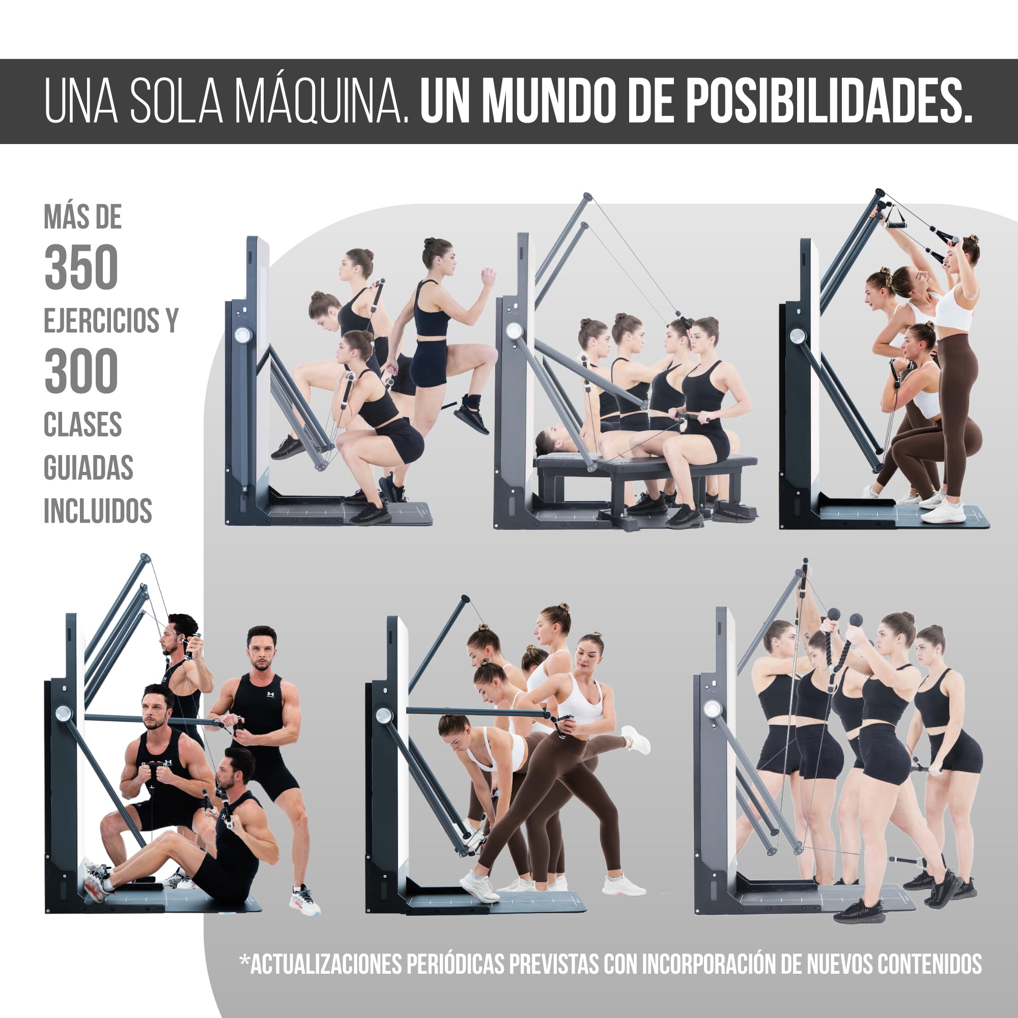 Power S Pro – Gimnasio en Casa Inteligente con Pantalla 43”, Multiestación 120 kg, 650 Entrenamientos, Spotter IA y Remo; Equivale a 260 Máquinas