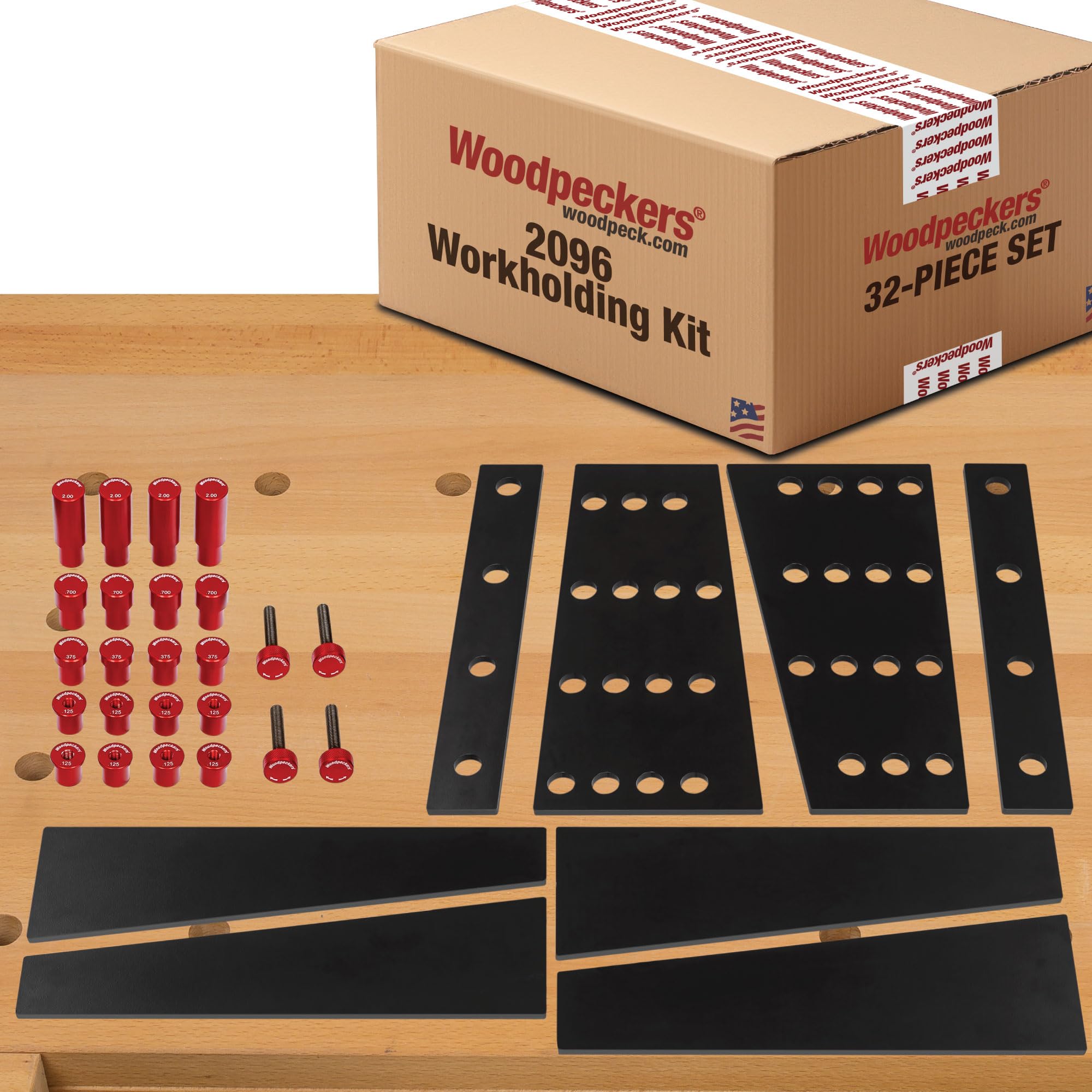 Woodpeckers 2096 Workholding Kit 32-Piece Set, Dog and Wedge Clamp