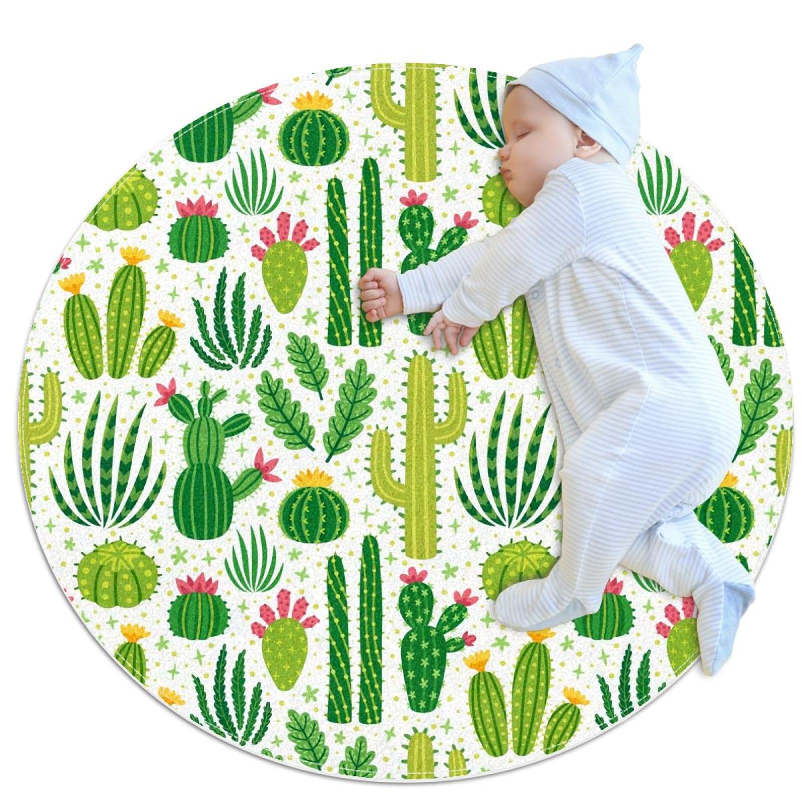 Tapis rond pour enfants Cactus JDEZ parfait pour la chambre