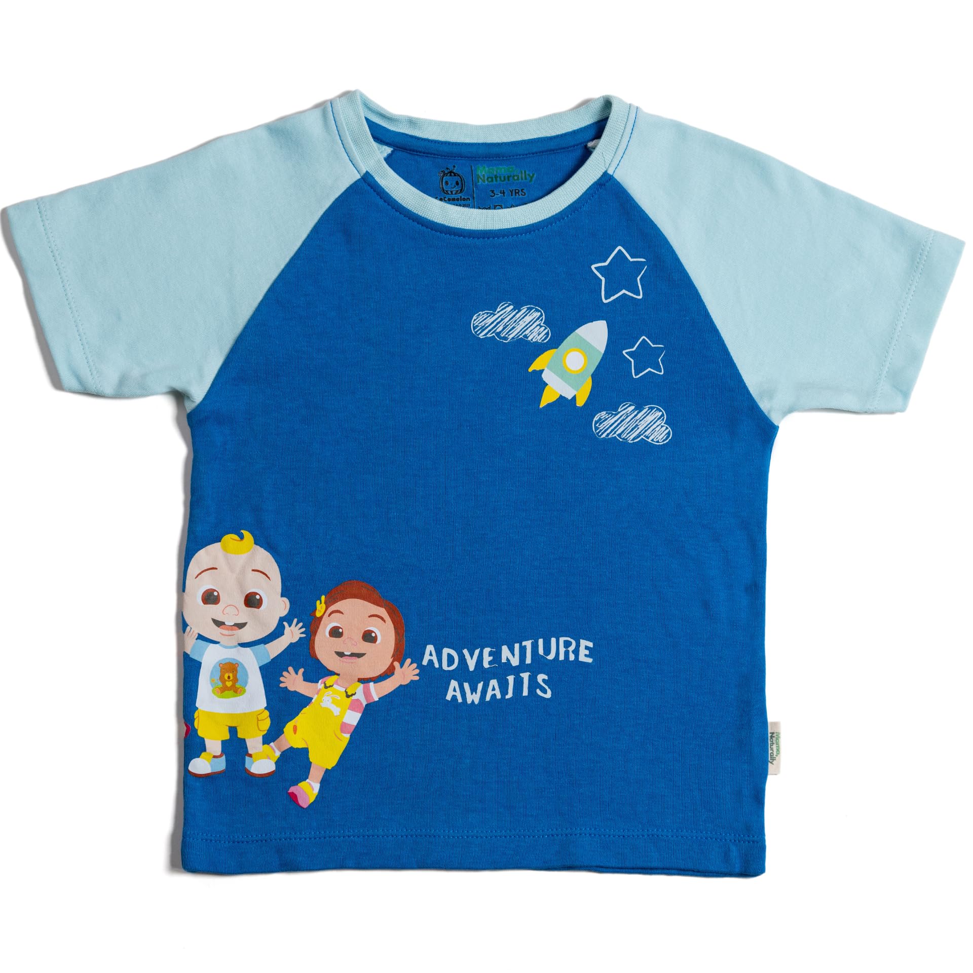 Mama, Naturally Premium CoComelon Print Unisex-child Cotton light Blue T-shirt