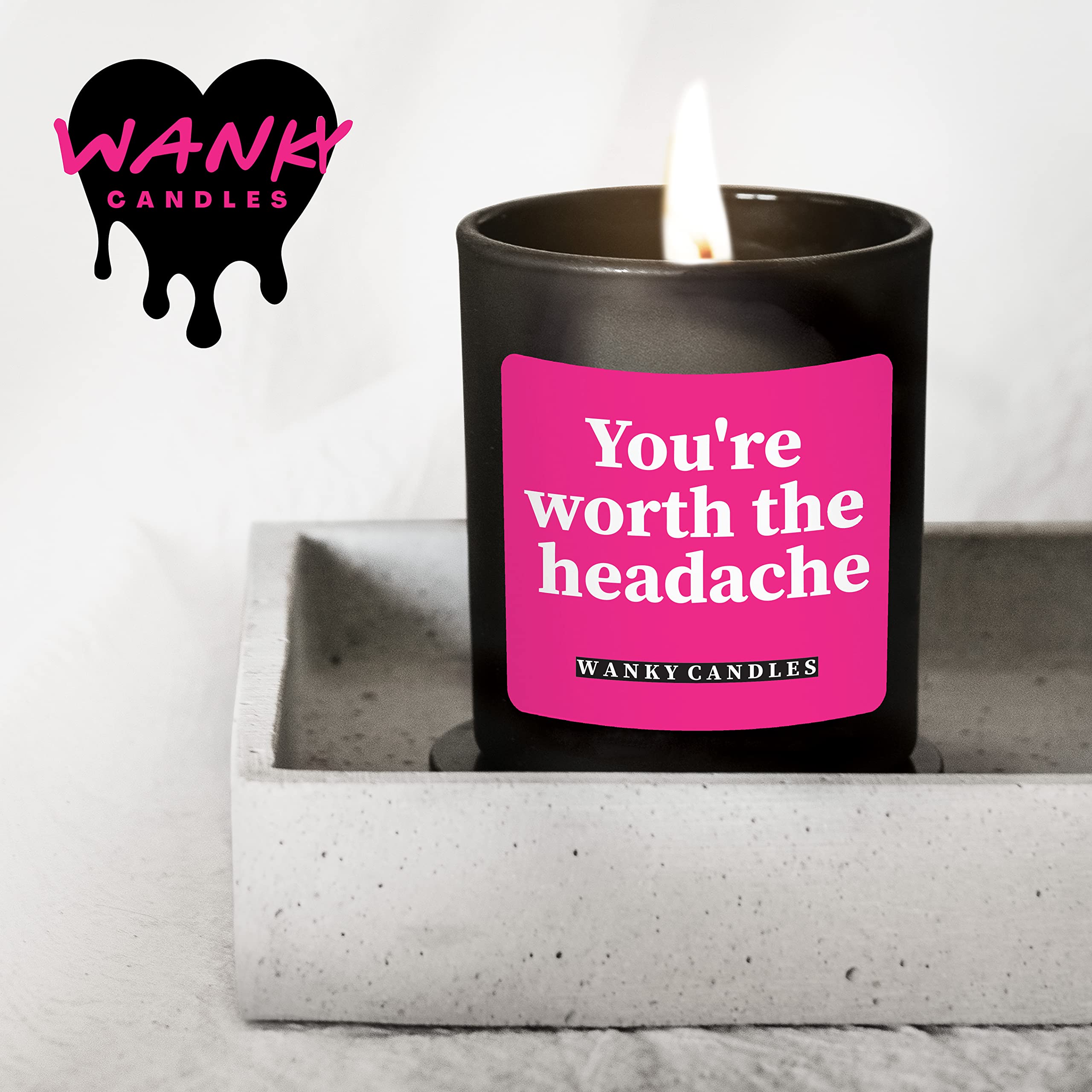 Wanky Candle Black Jar Valentine's Candle, Anniversary Candle, Candle for her You're Worth The Headache Valentines, Love - Image 2