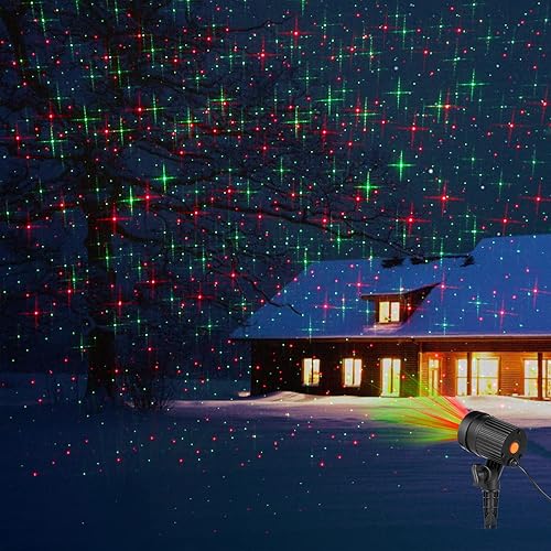 Miniatura 7 de Moonflor Luces láser de Navidad al aire libre, luz láser móvil roja y verde, luz de proyección estrellada, 3 modos de trabajo, luces de paisaje