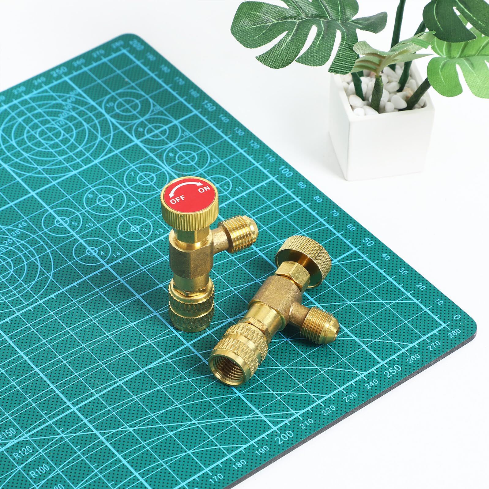 UKCOCO 2 pièces Vanne de Remplissage de Réfrigérant pour Climatiseur Laiton de Vanne de Sécurité sans Fuite pour Systèmes Accessoire de Climatisation Robuste et