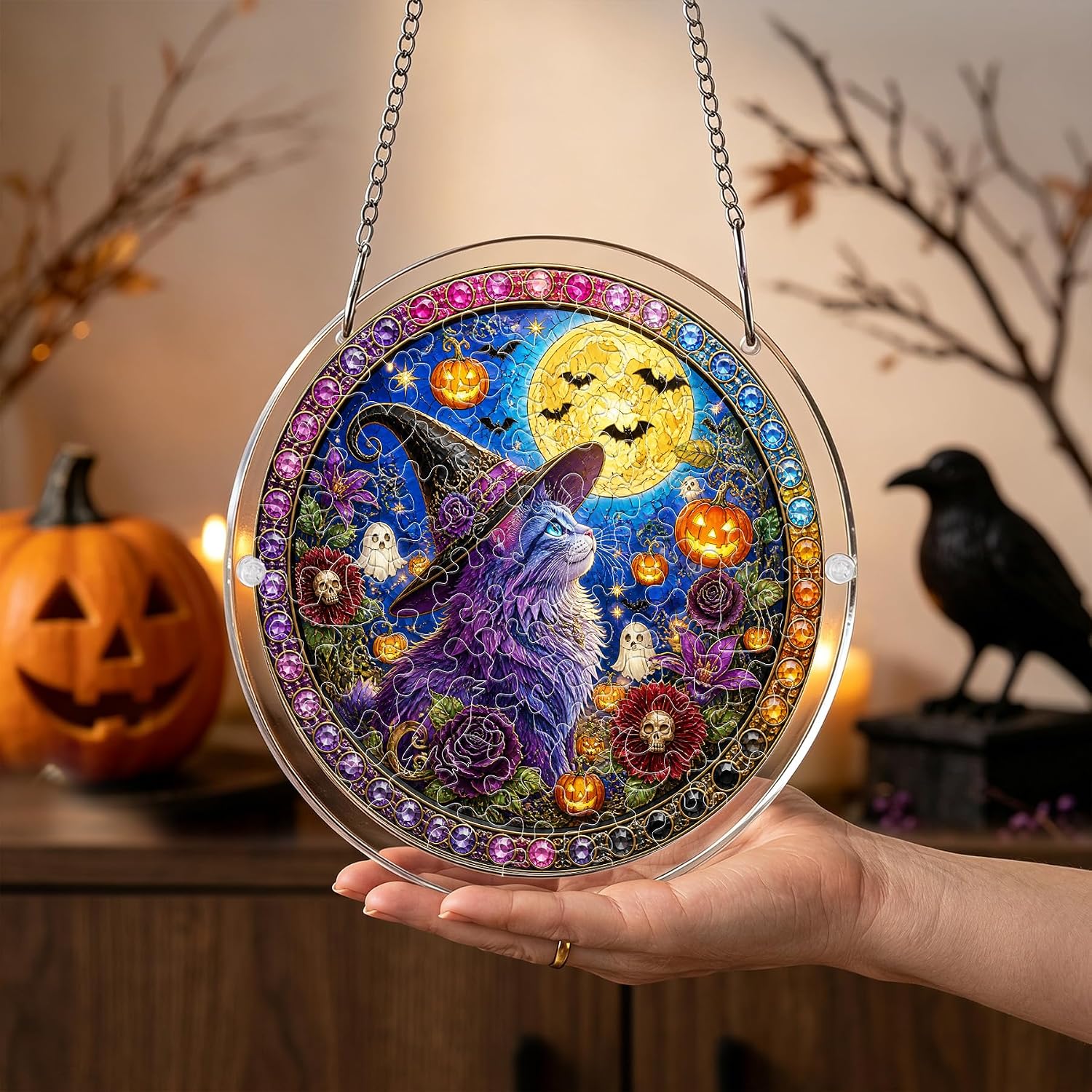 Acrylic Jigsaw Puzzle Suncatcher for Stained Glass Window Hanging 7.87in image 2