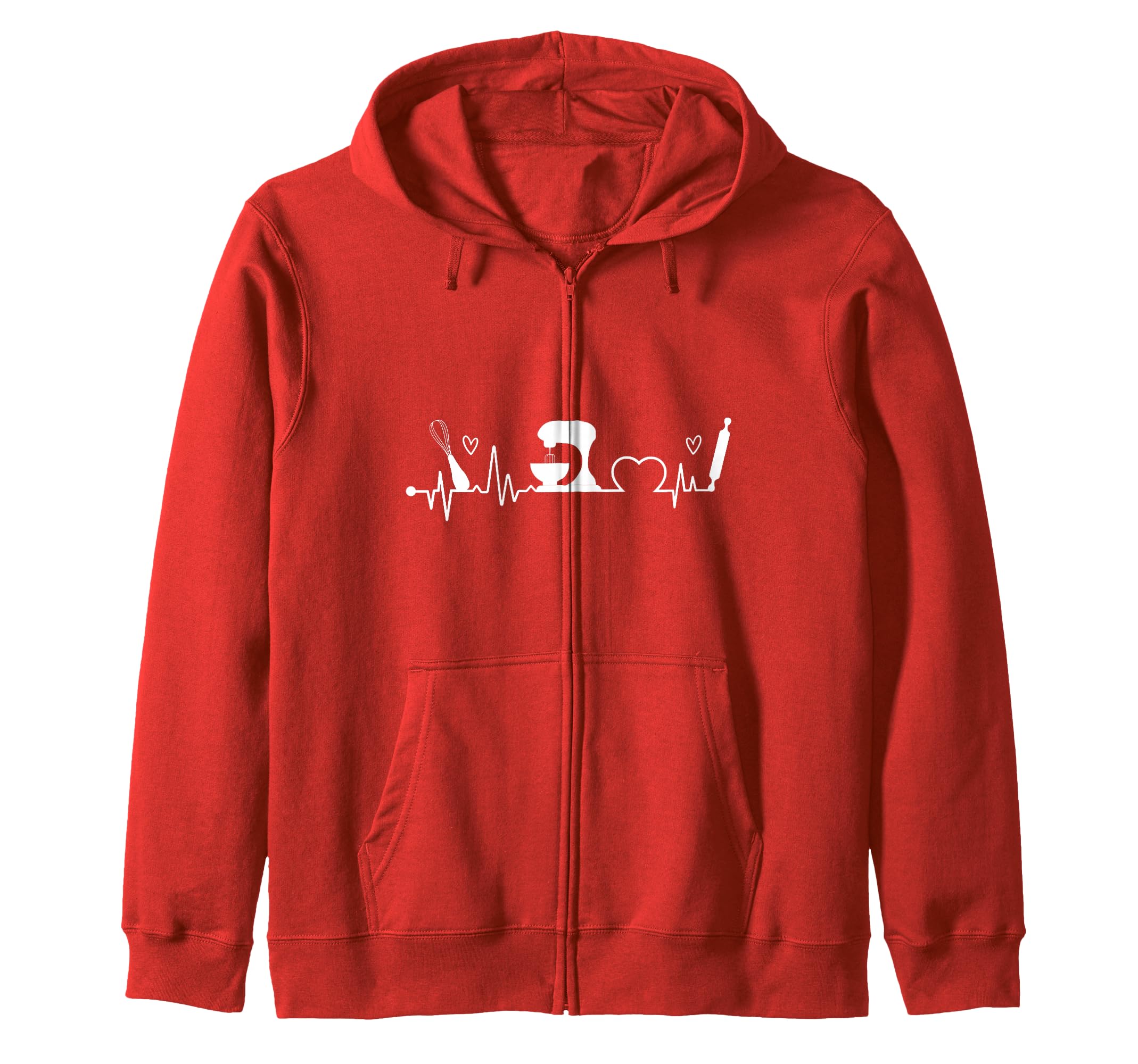 Baking Heartbeat Baker Bakery Owner Pastry Chef Zip Hoodie