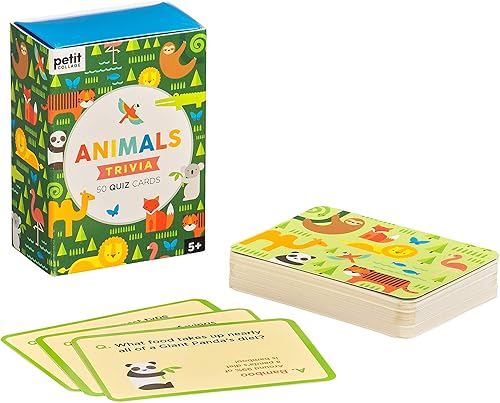 Petit Collage Animal Trivia Quiz Cards Divertido juego de cartas para niños juego de trivias para niños a partir de 5 años Incluye 50 tarjetas de