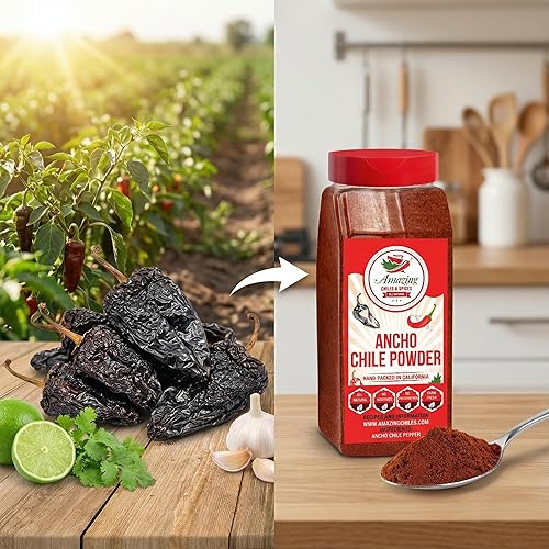 Miniatura 6 de Polvo de Chile Ancho Molido 1 LB (16oz) – Completamente Natural - Usar Para Recetas Como Mole Mexicano, Salsas, Guisos, Salsa, Carnes, Enchiladas.