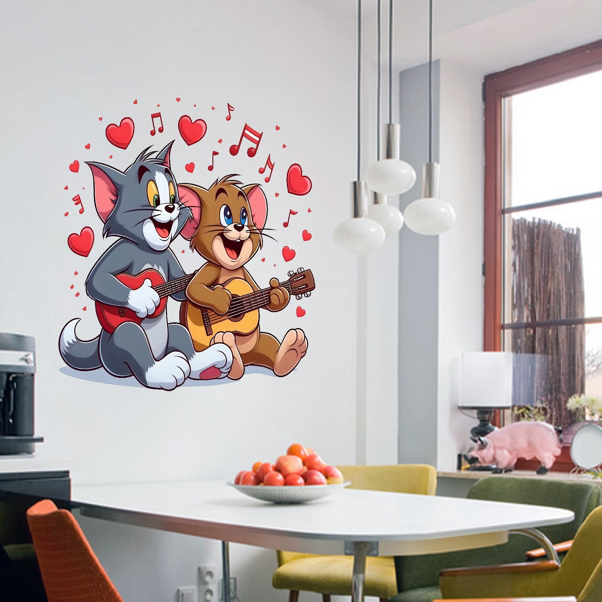 Tom and Jerry Wall Sticker, Love Wall Sticker Tom & Jerry Cartoon Wall Stickers for Kids Room,Hall,Bedroom, Stickers for Walls of Home, Multicolor,48 cm x 45 cm, Pack of 1-image-26