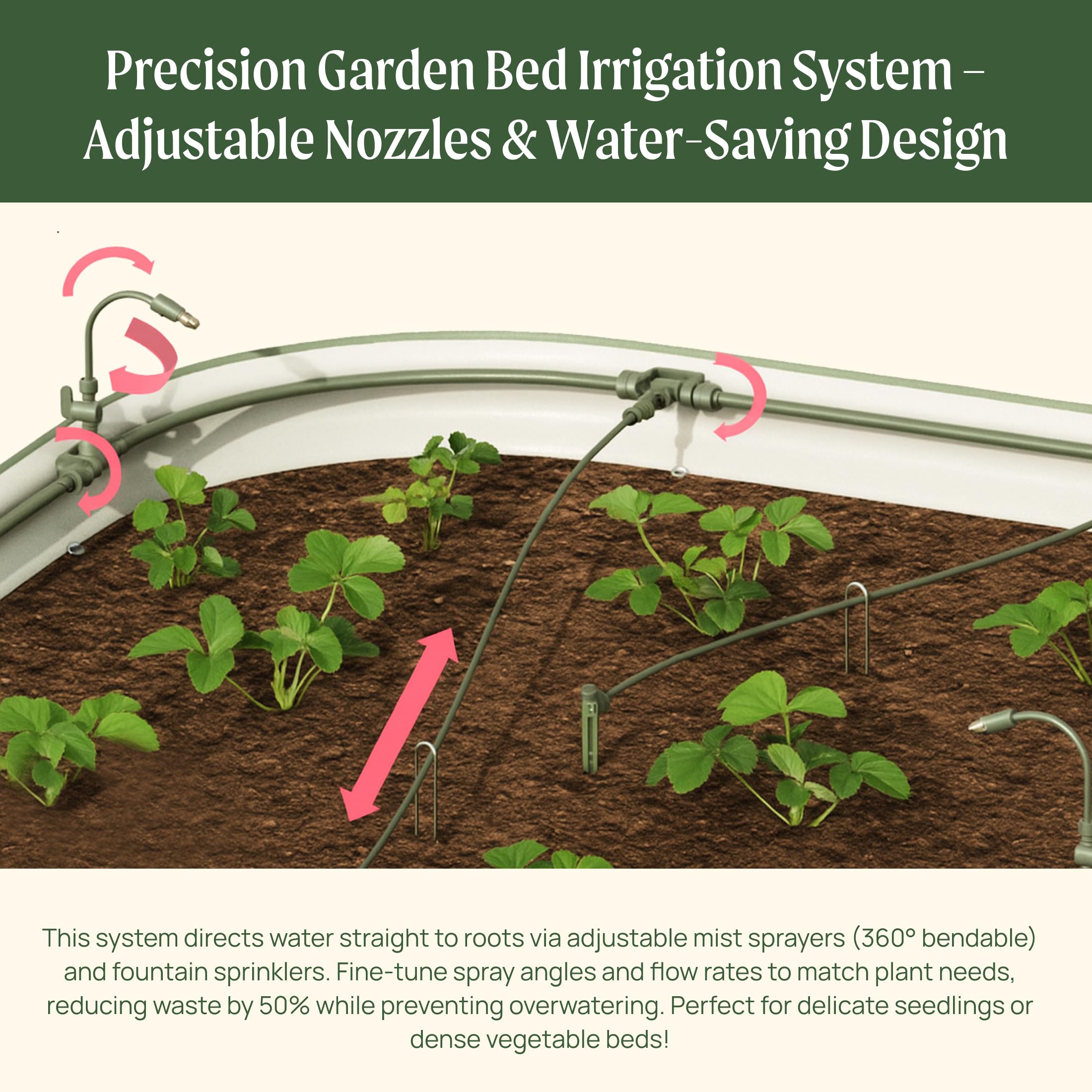 Vego Gartenbewässerungsset - Tropfbewässerungssystem für Hochbeete, effiziente Bewässerungslösung für Gemüse, Blumen und Pflanzen, einfache DIY-Installation