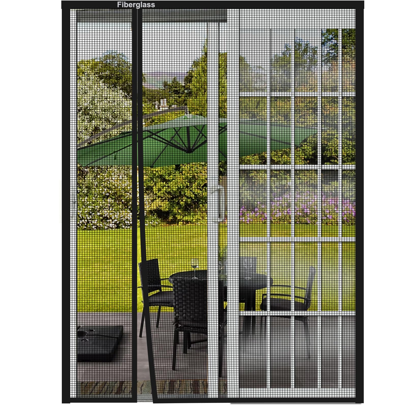 Risareyi Reversible Magnetic Fly Screens for Doors 135x235cm, Black Fibreglass Mesh Mosquito Net, Keep Bugs Out, Side Opening Fly Screen Curtain for Patio Doors, Auto Closing โ image 1