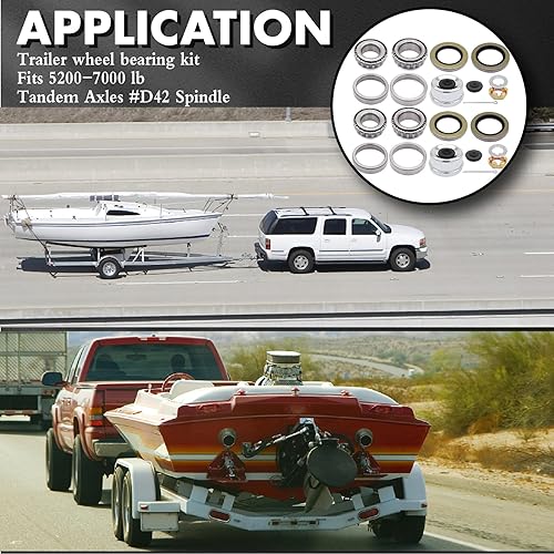 Vista 19 de 4 juegos L68149 L44649 Kit de rodamiento de eje de remolque de barco, sellos de grasa 171255TB/10-19, sellos de grasa 171255TB/10-19, tuercas