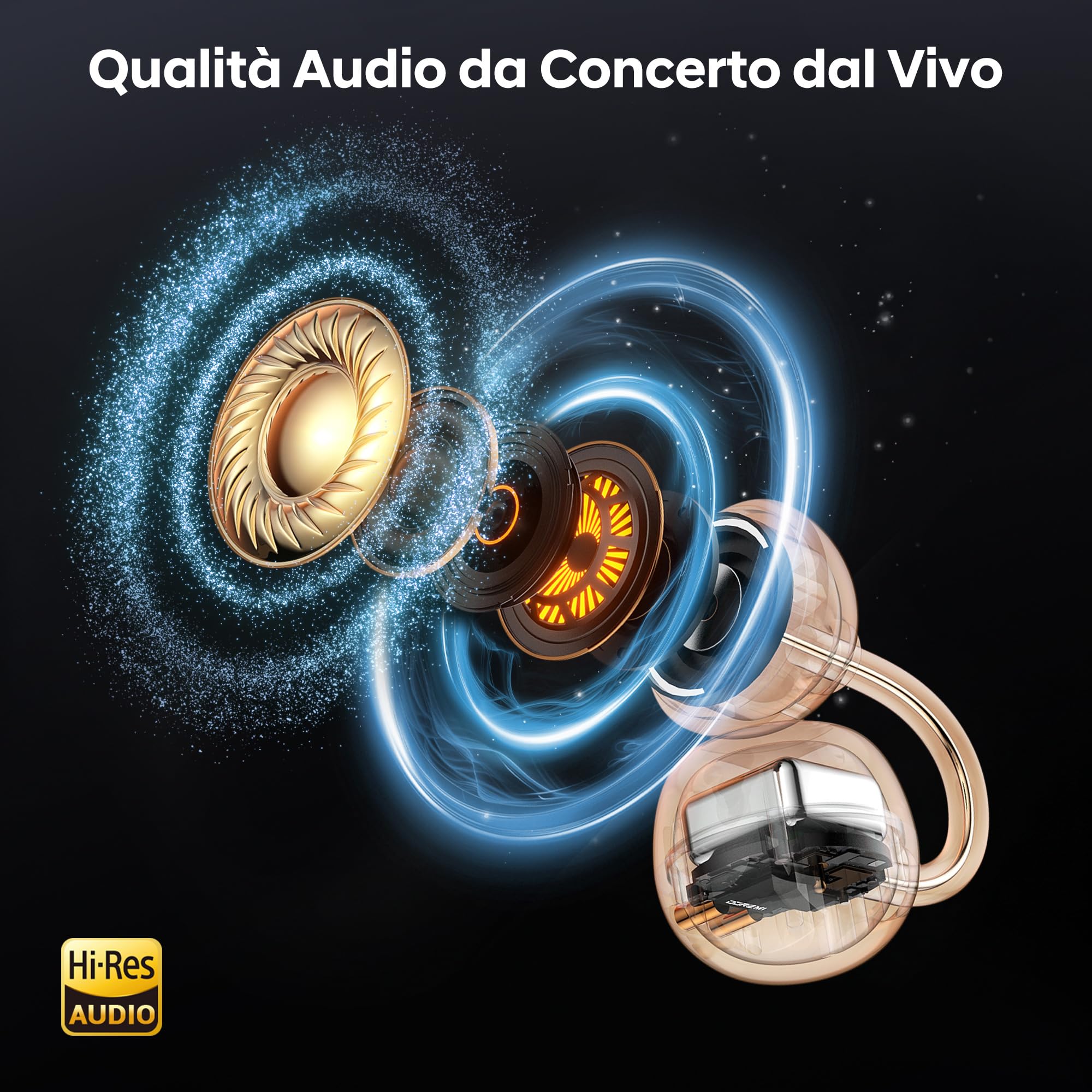 Set 2 in 1 Stiloso di Auricolari Bluetooth Clip e Cuffie Wireless Bluetooth con 36 Ore di Batteria, Bassi Potenti, Ultracompatto e IPX5, Per Lavoro, Sport e Sonno, Modalità di Utilizzo Giorno/Notte