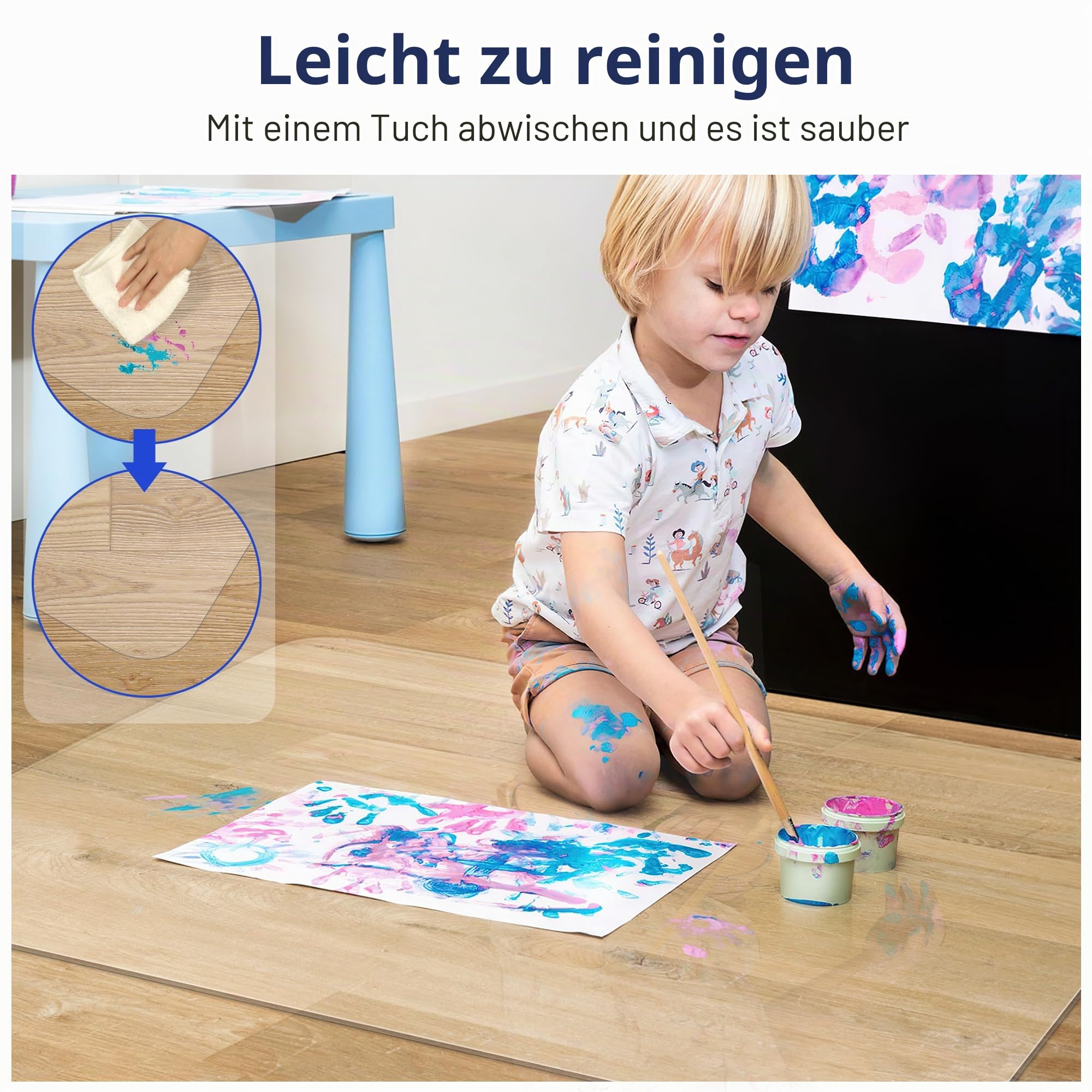 LeapYouth Premium-Bürostuhl-Matte für Hartholzböden, 91,4 x 121,9 cm, transparenter Bodenschutz für Rollstühle, leicht gleitende Hartbodenmatte für Zuhause, Büro, Computertisch