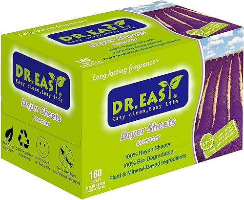 Miniatura 25 de DR.EASY Hojas de secado de fórmula a base de plantas, hojas suavizantes de tela de 252 unidades para lavar ropa libre y transparente, perfumado, sin