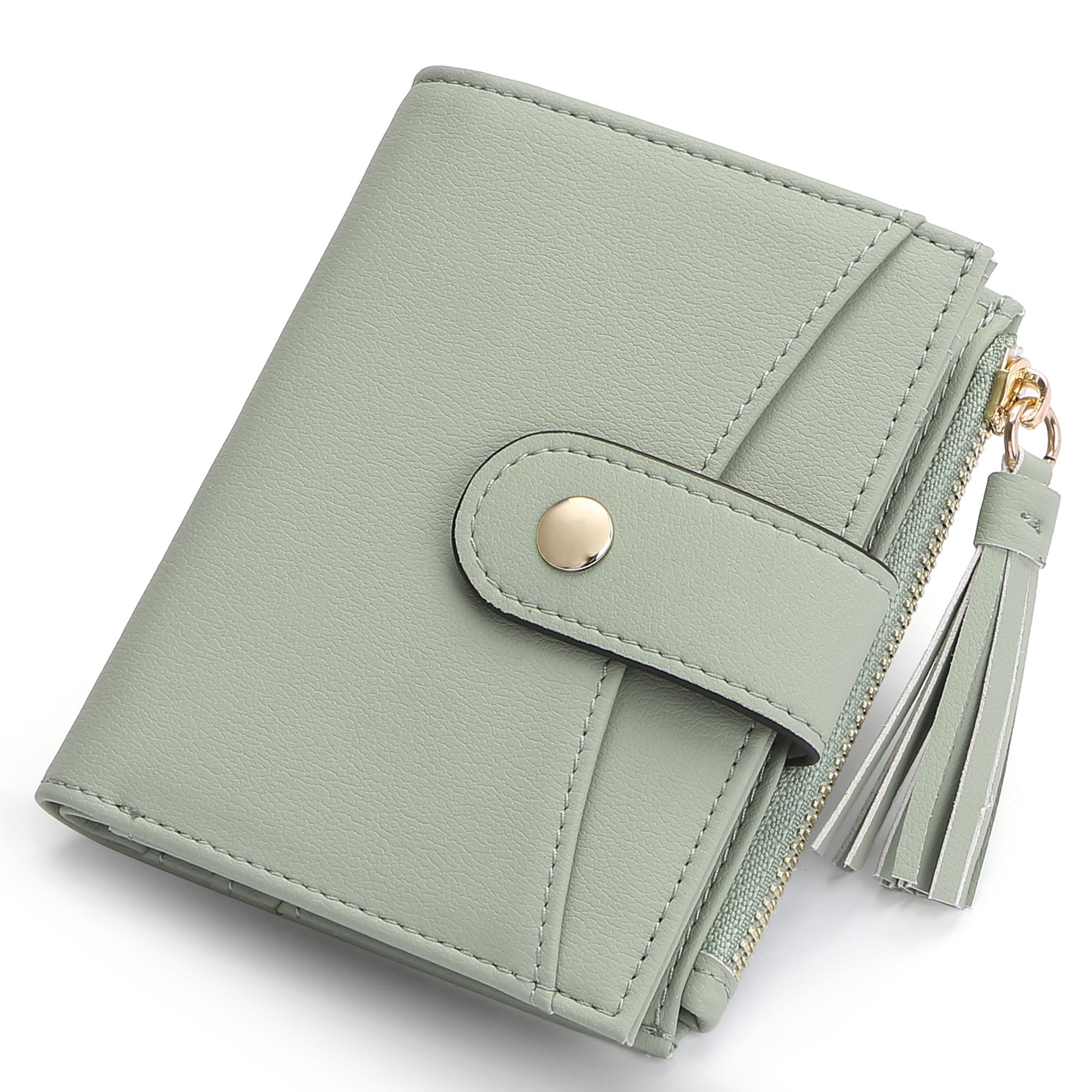 yiijay Small Wallet for Women RFID Blocking Tassle Bifold Slim Thin Leather Wallet Credit Card Holder Wallet Ladies Mini Wallet with Zipper Pocket