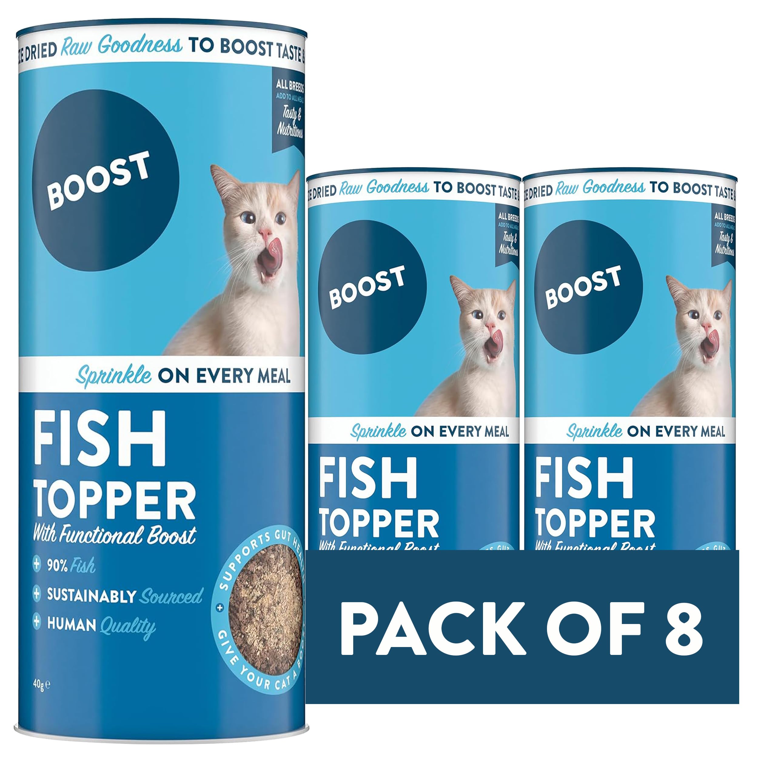 BOOST Freeze-Dried Fish Cat Food Topper - Grain-Free, 8 x 40g