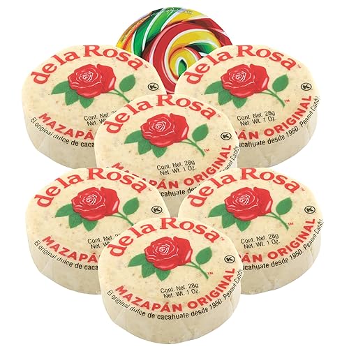 Mazapan - Caramelo mexicano, mantequilla de maní y azúcar en polvo, piezas envueltas individualmente, 1 onza (paquete de 6) calcomanía de remolino