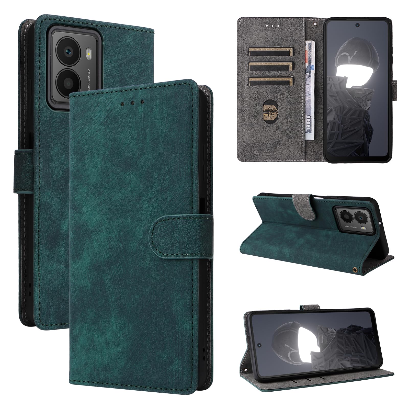 Compatible with Nokia HMD Fusion 5G Phone Case, Compatible with Nokia HMD Fusion 5G Flip Magnetic Closure Wallet Cover Green