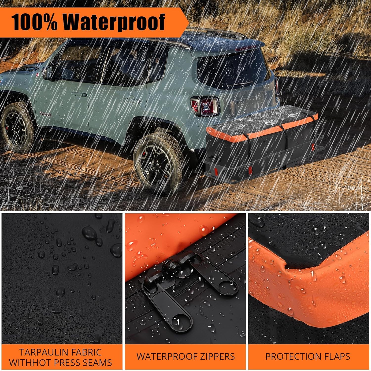 GarveeTech Hitch Cargo Carrier Bag - 21 Cu Ft Large Storage Space, Heavy Duty Waterproof, for Car Truck SUV Hitch Baskets, 6 Reinforced Straps